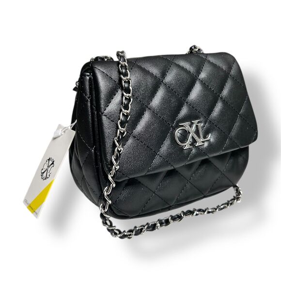 CXL by Christian Lacroix Black Quilted Vegan Leather Shoulder Bag Valo Chain $88 - Picture 3 of 12